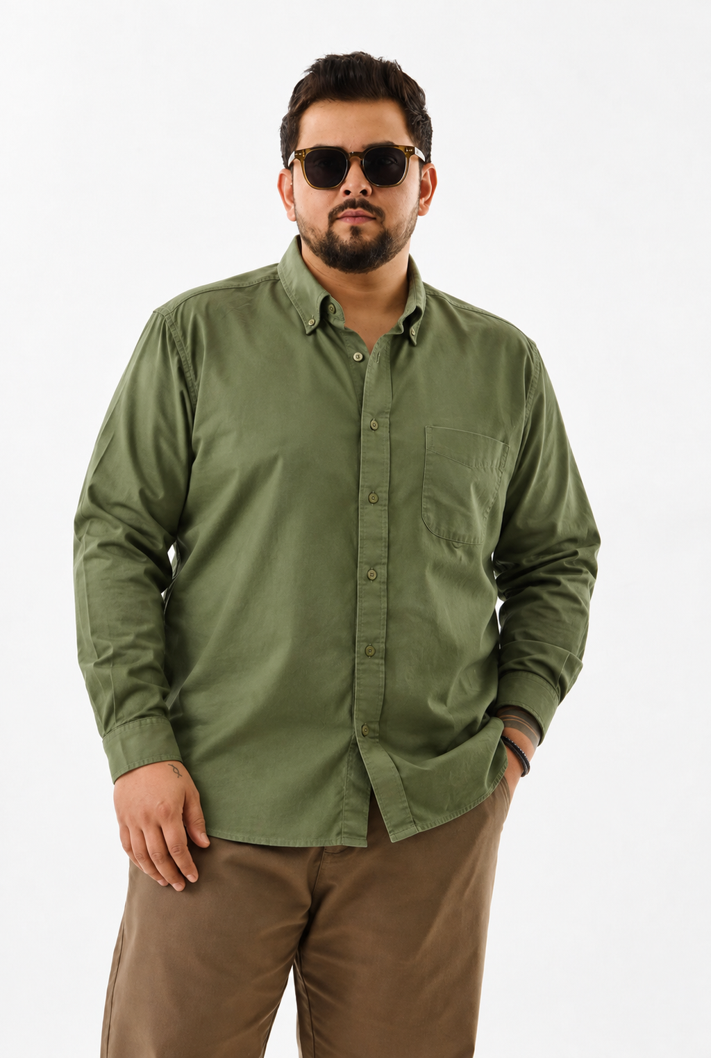 Camisa Regular Manga Larga - pistache
