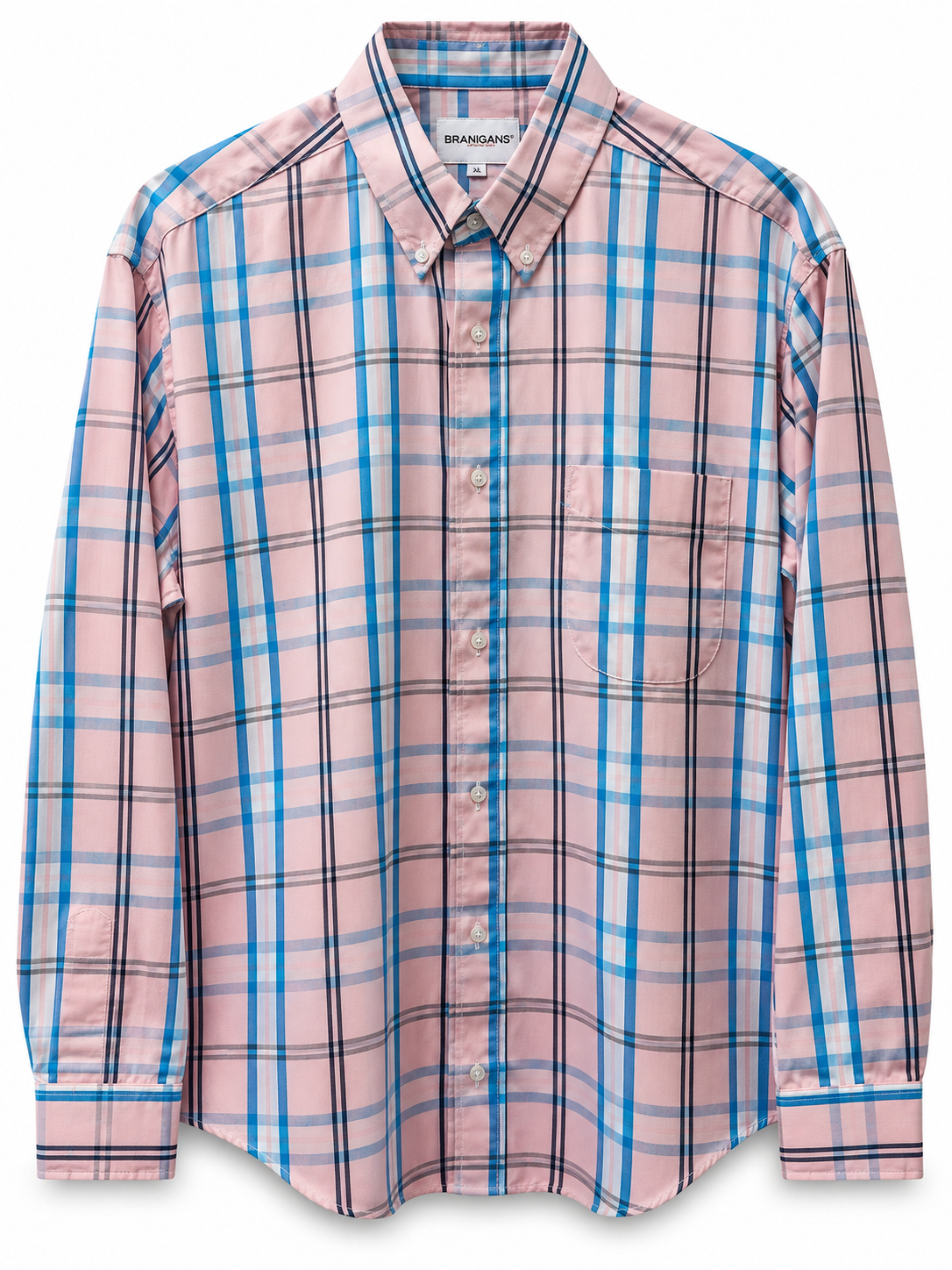 Camisa Regular Manga Larga - Cuadros Rosas
