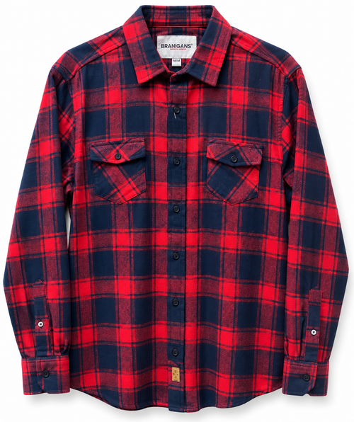 Camisa de Franela Slim - Cuadros Rojos