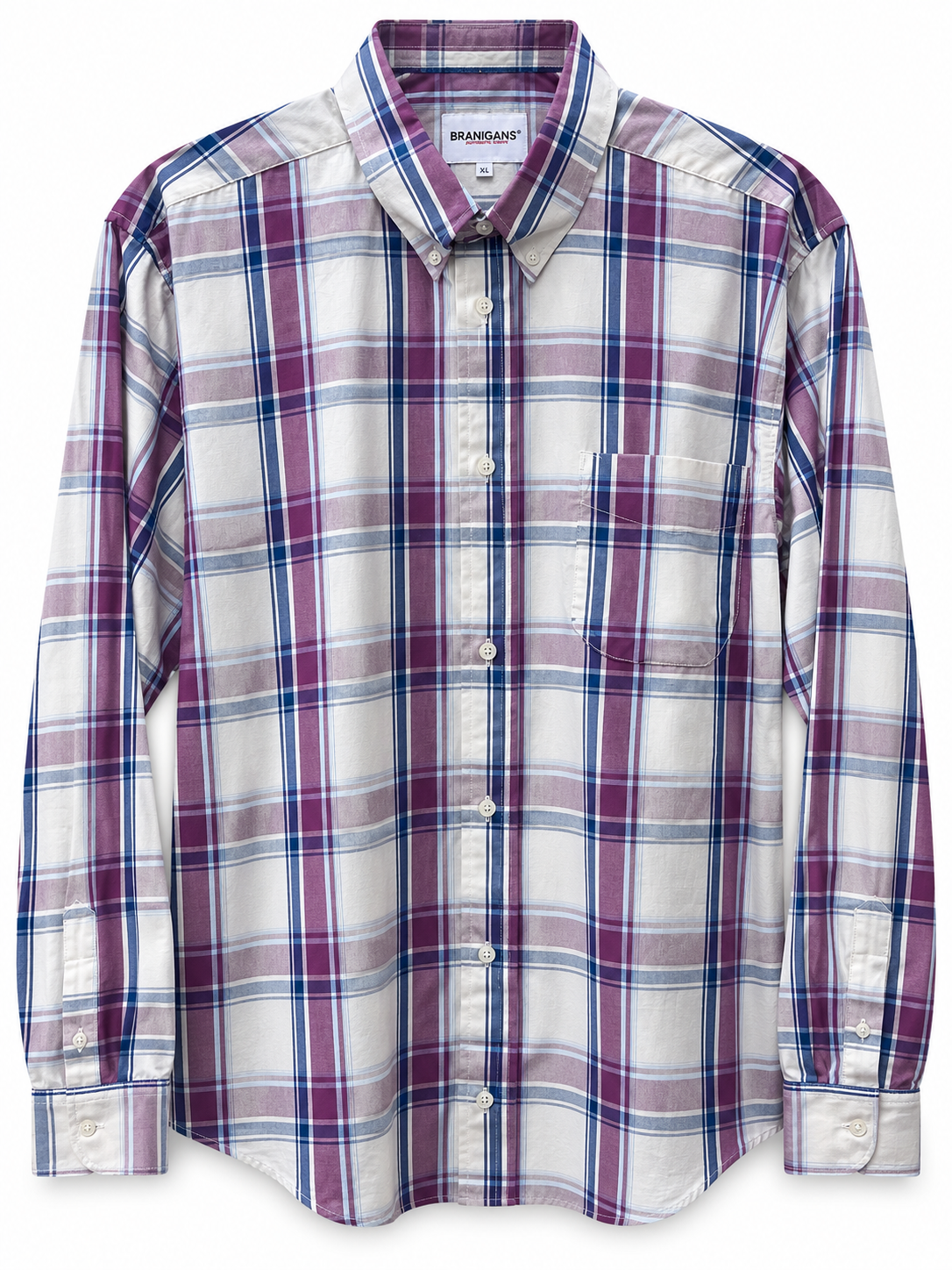 Camisa Regular Manga Larga - Cuadros Morado