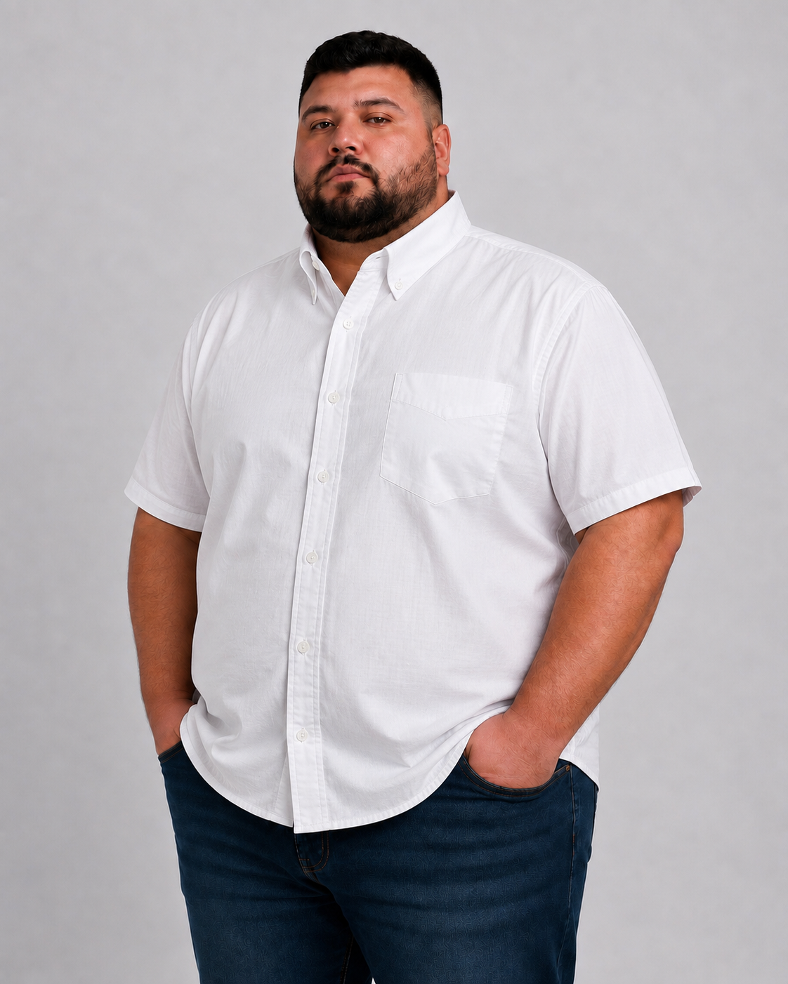 Camisa Hombre Manga Corta Talla Extra — Lisa Blanca