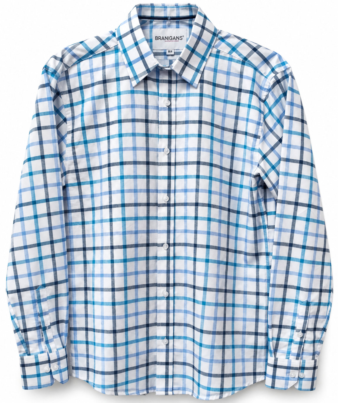 Camisa Slim Manga Larga - Multicuadro Blanco