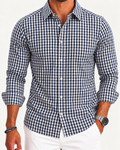 Camisa Slim Manga Larga - Cuadros Marinos