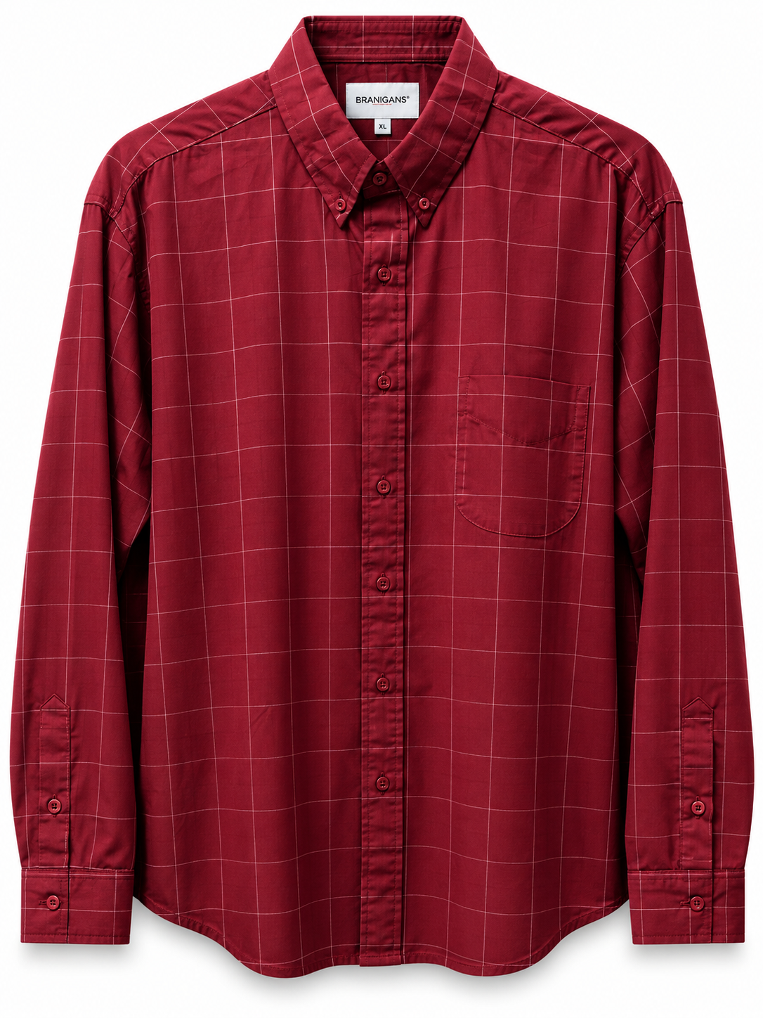 Camisa Regular Manga Larga - Cuadros tinto