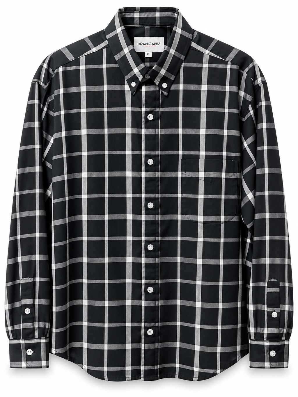 Camisa Regular Manga Larga - Cuadros negros