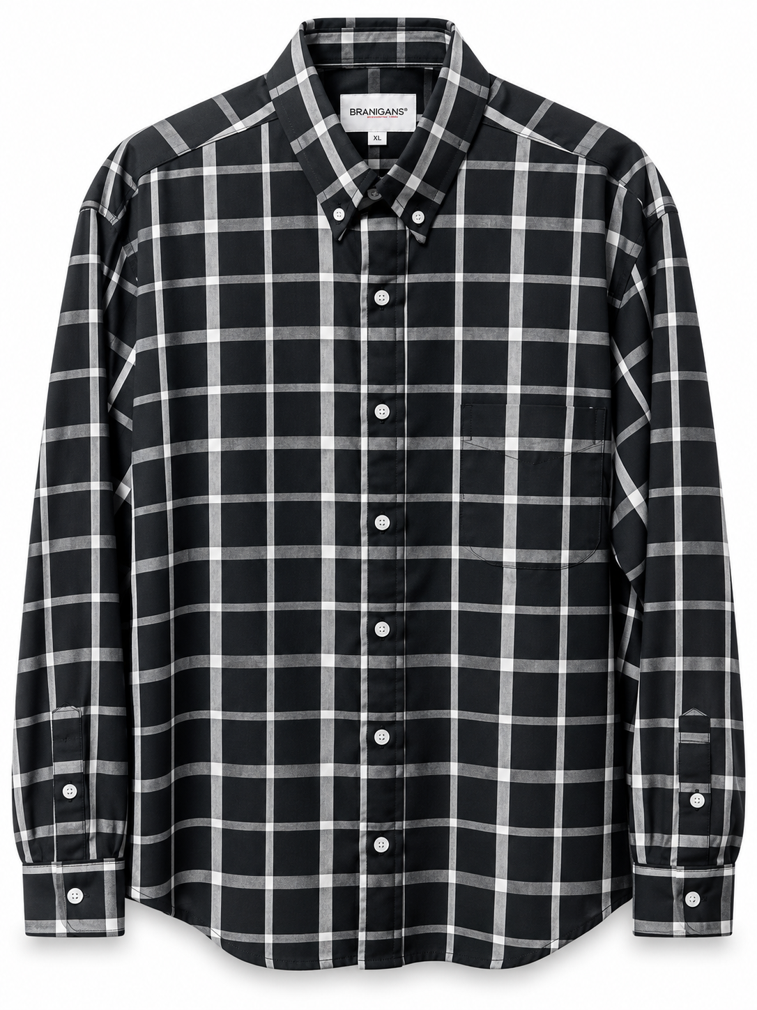 Camisa Regular Manga Larga - Cuadros negros