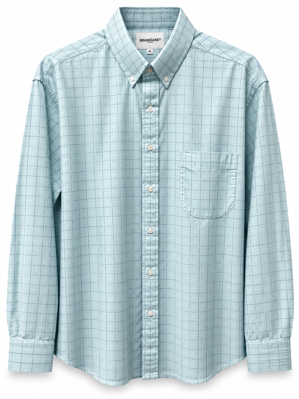 Camisa Regular Manga Larga - Cuadritos celeste
