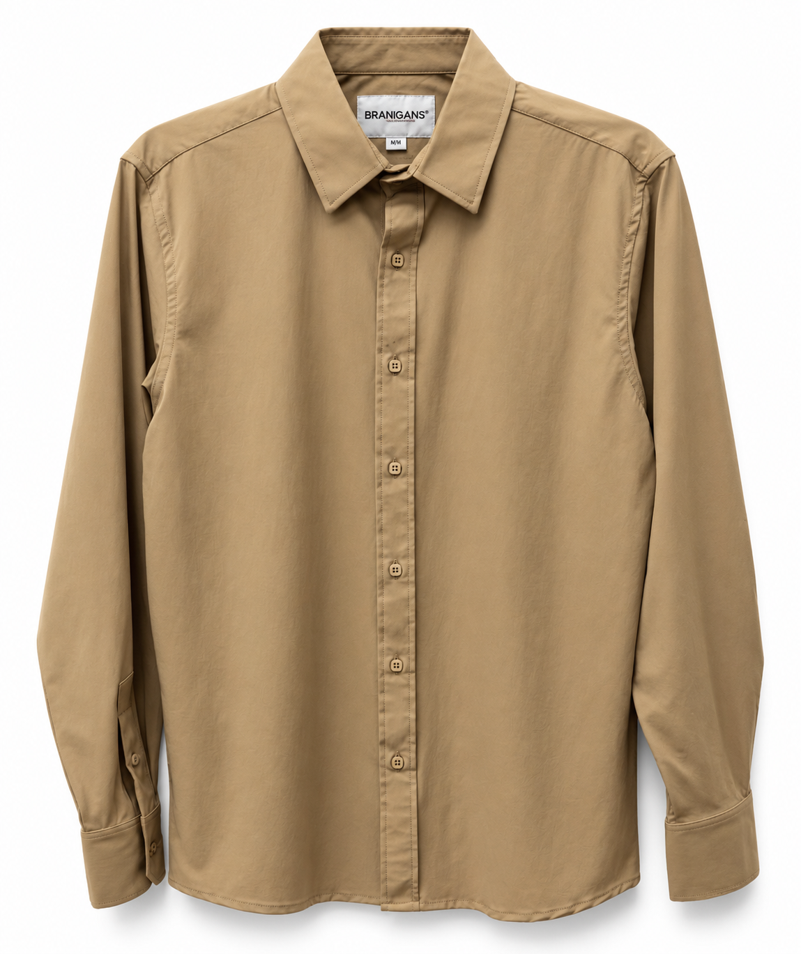 Camisa Slim Manga Larga -Beige