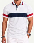 Playera Tipo Polo Rayas Altas - Blanca CL