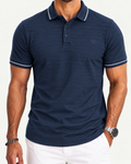 Playera Tipo Polo Rayas Altas - AzuL Mar