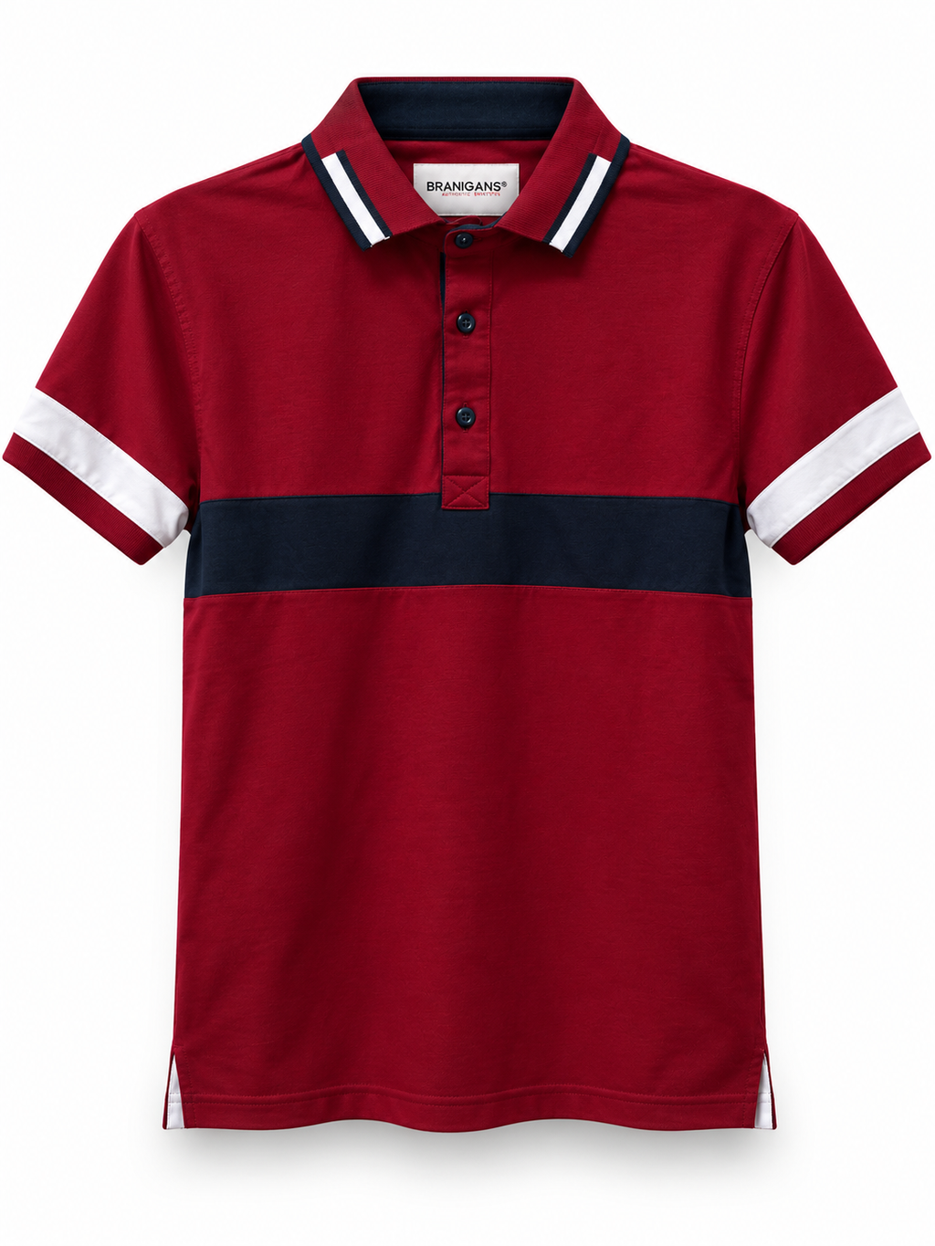 Playera Tipo Polo Rayas Altas - Vino CL