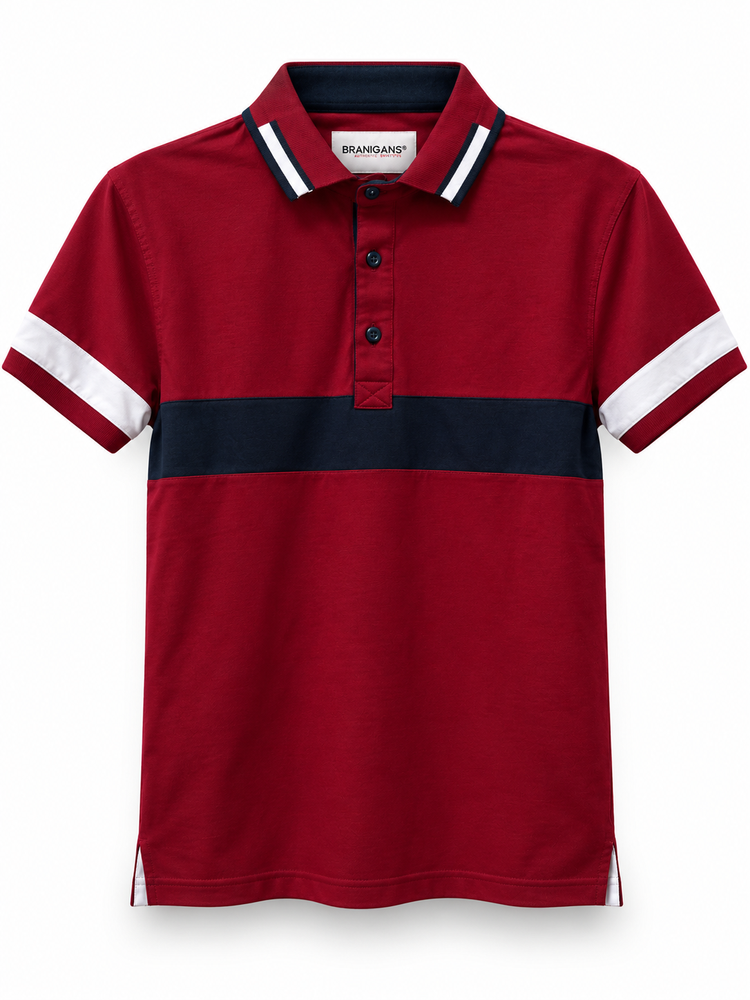 Playera Tipo Polo Rayas Altas - Vino CL