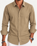 Camisa Slim Manga Larga -Beige