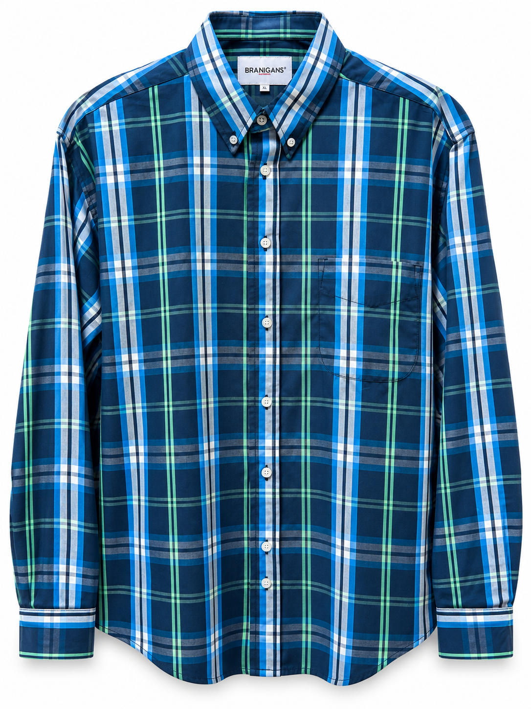 Camisa Regular Manga Larga - Cuadros Azul
