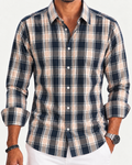 Camisa Slim Manga Larga - Cuadros Melón
