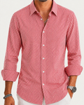 Camisa SlimManga Larga - Cuadritos Rojos