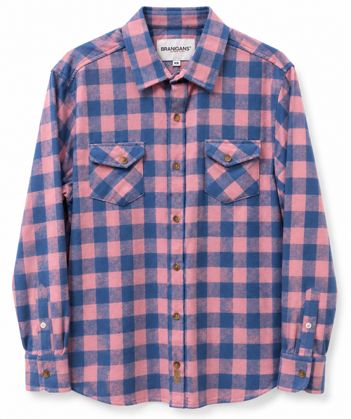 Camisa de Franela Slim - Cuadros Rosas