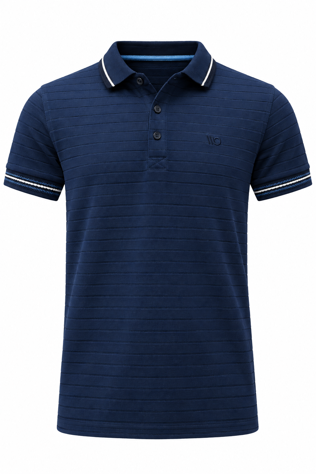 Playera Tipo Polo Rayas Altas - AzuL Mar