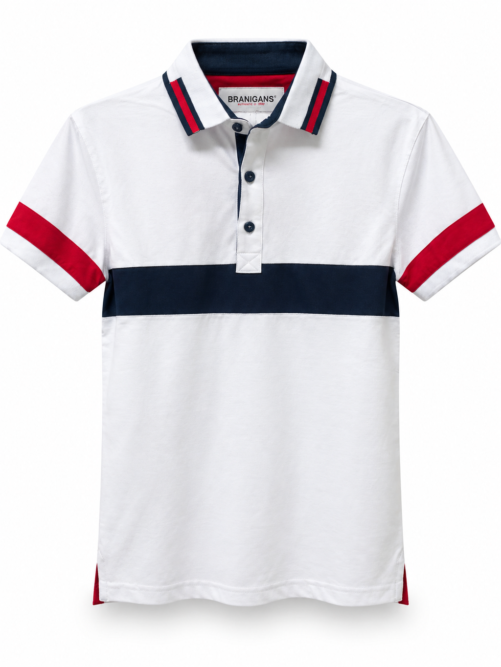 Playera Tipo Polo Rayas Altas - Blanca CL