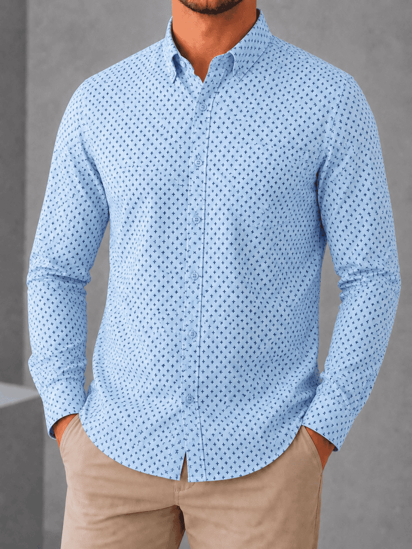 Camisa Regular Manga Larga - Corbatera azul
