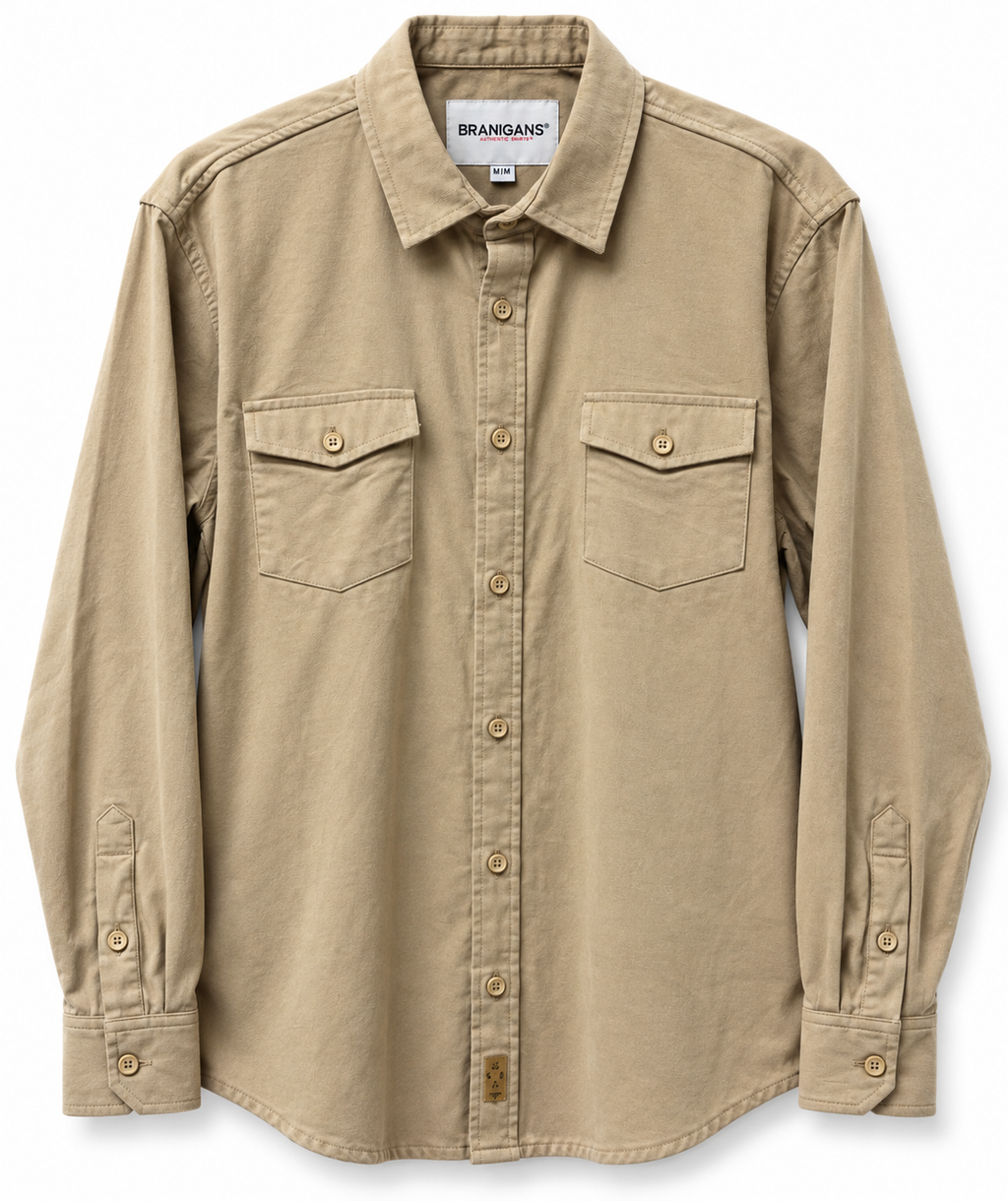 Camisa Manga Larga Slim de Panilla - Caqui