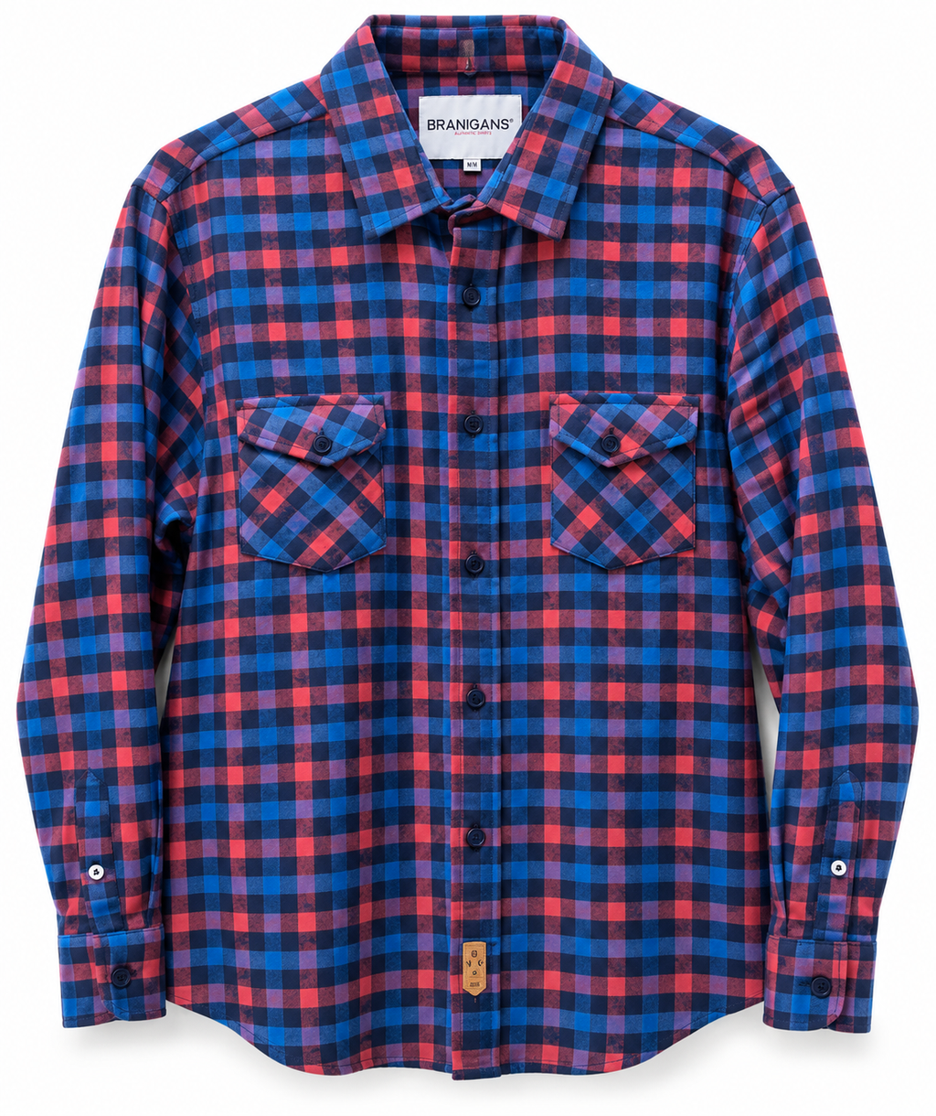Camisa Manga Larga Slim de Franela - Multicuadros