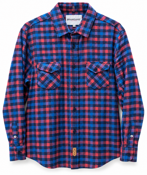 Camisa Manga Larga Slim de Franela - Multicuadros