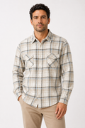 Camisa Manga Larga Slim de Franela -Hueso
