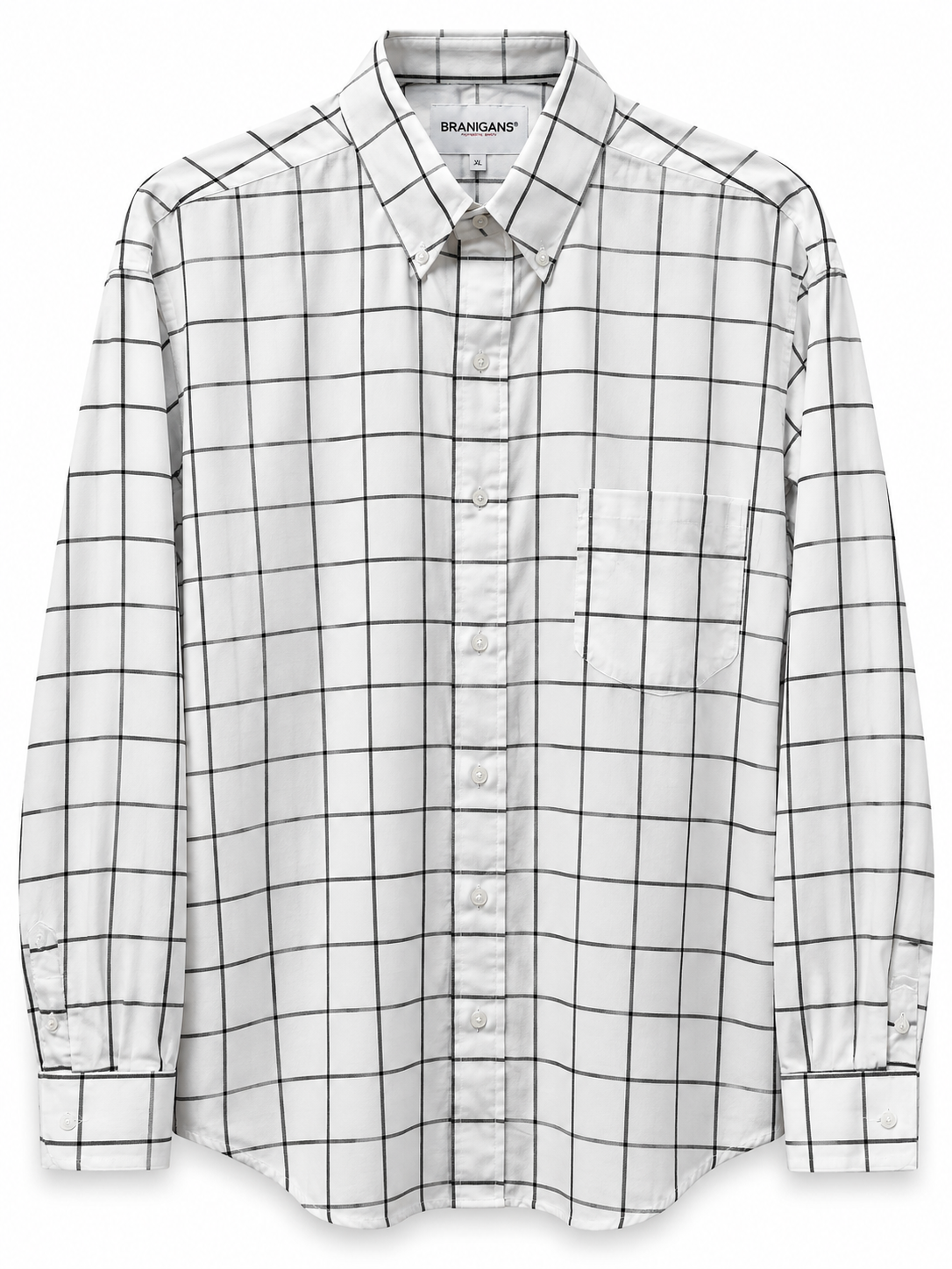 Camisa Regular Manga Larga - Cuadros con Negro