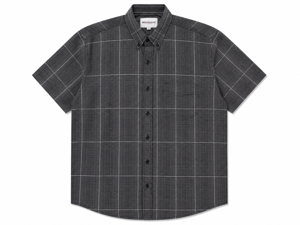 Camisa Regular Manga Corta - Cuadros Black